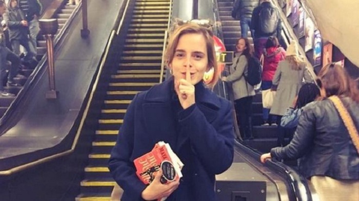 Harry Potter star Emma Watson leaves books on London Underground